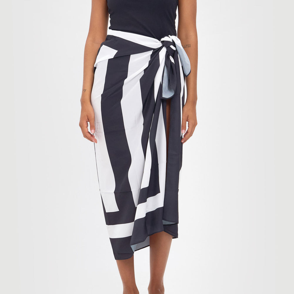 Robyn Sarong Stripes Black and White - Contessa Volpi X Ellery and Moss