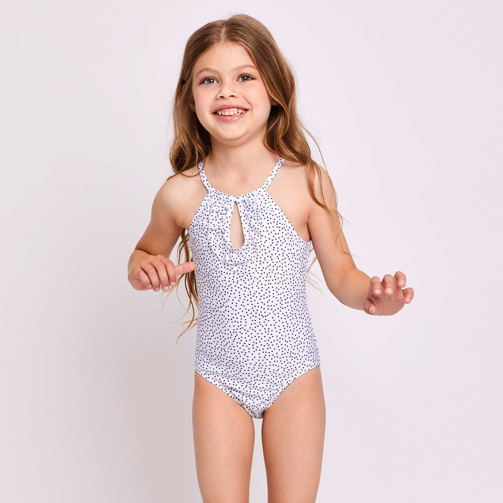 Shop Little Bonnie Swimsuit Dots White - Matching Swimwear