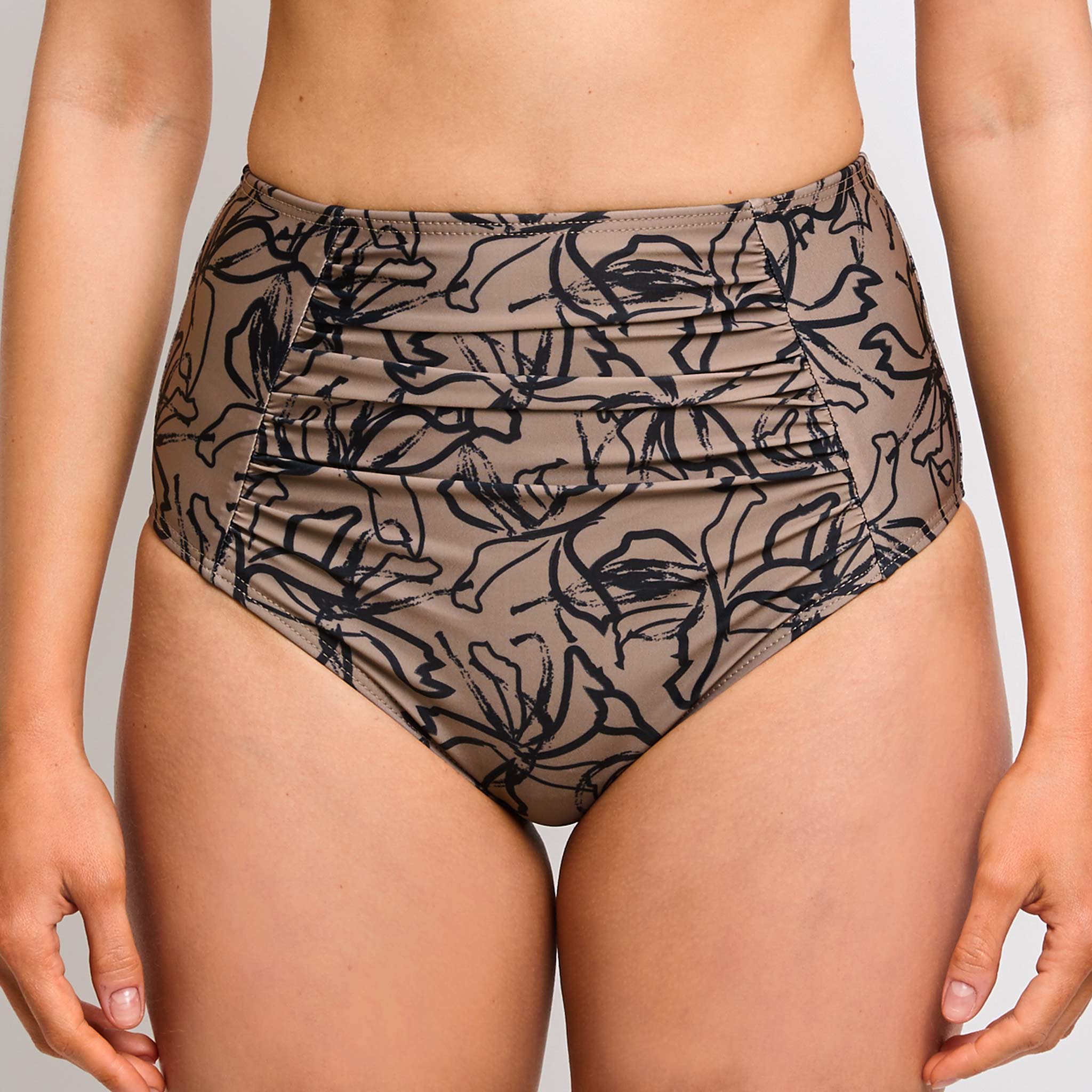 Swim Bikini Bottoms - Animal Print Sand and Black